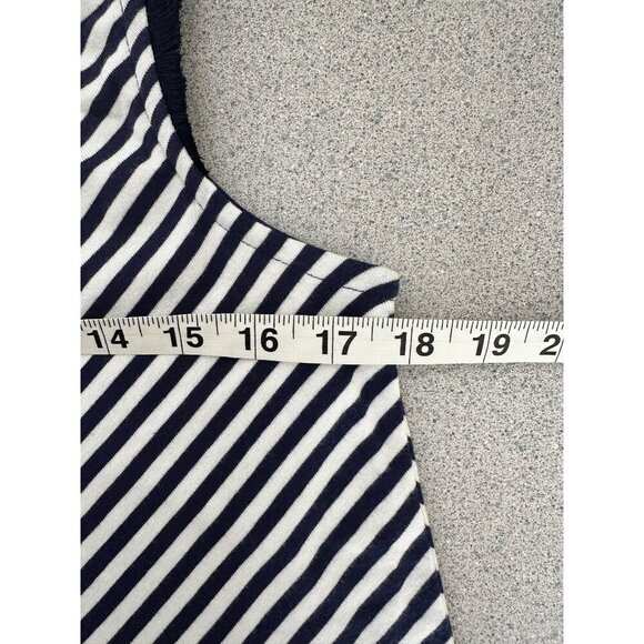 Hatley Corinne Top Navy Stripes Women Small Organic Cotton Tank Top Fringe Hem - Picture 7 of 8
